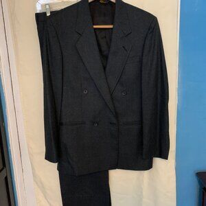 BACHRACH DOUBLE BREASTED MEN'S 2 PC GRAY WOOL SUIT 38 Appr
